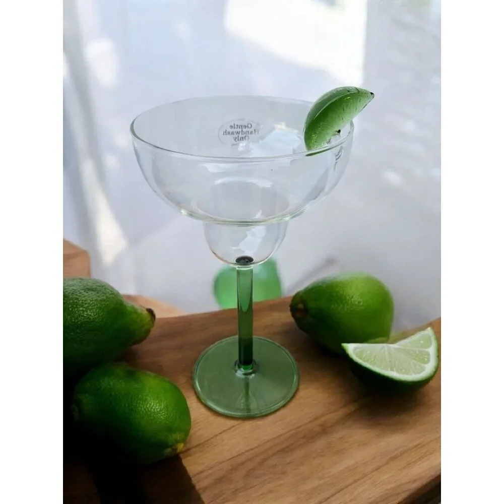 New 3D Lime Green Stemmed Margarita Party BBQ Gift Beverage Glass